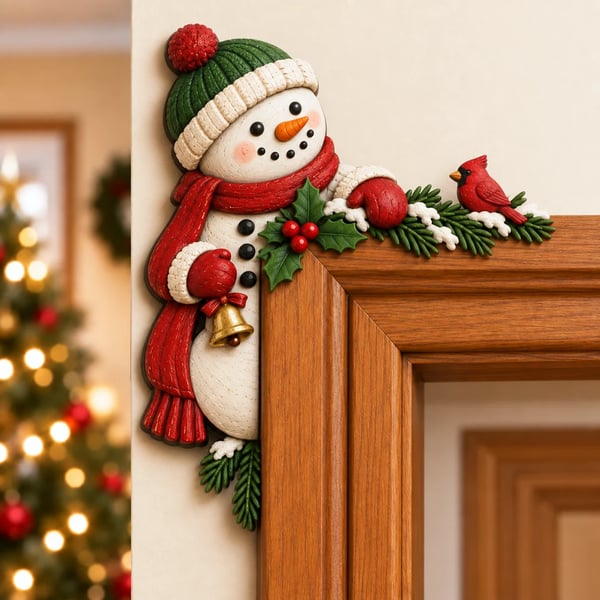Christmas Peekaboo Door Frame Corner Decor – 3D Holiday Character Decoration