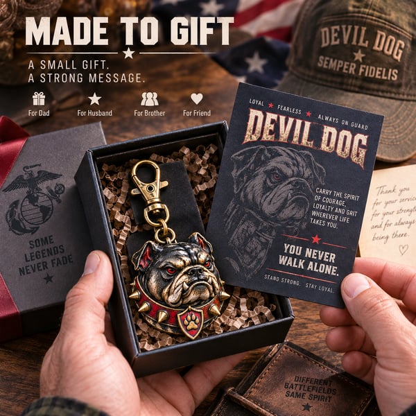 🐶 Devil Dog Guardian Metal Keepsake Keychain
