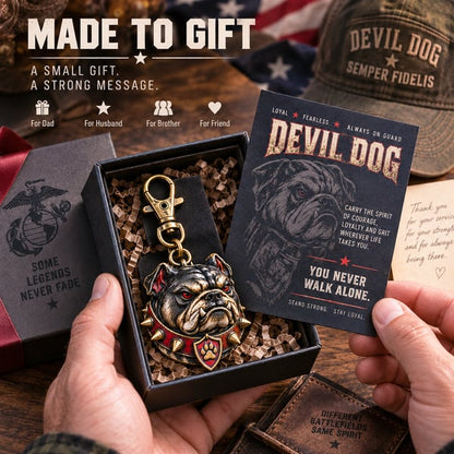 🐶 Devil Dog Guardian Metal Keepsake Keychain