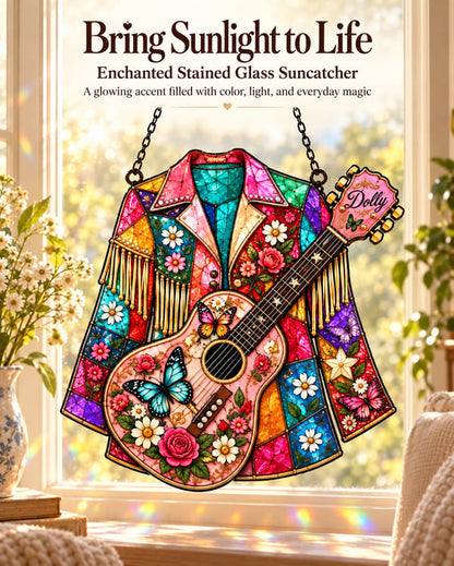 💃 Handmade “Coat of Many Colors” Stained Glass Suncatcher