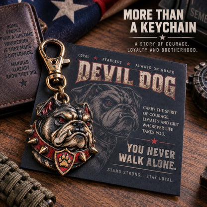 🐶 Devil Dog Guardian Metal Keepsake Keychain
