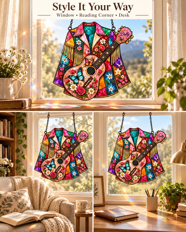 💃 Handmade “Coat of Many Colors” Stained Glass Suncatcher
