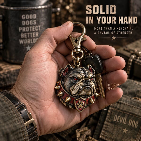 🐶 Devil Dog Guardian Metal Keepsake Keychain