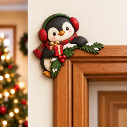 Christmas Peekaboo Door Frame Corner Decor – 3D Holiday Character Decoration