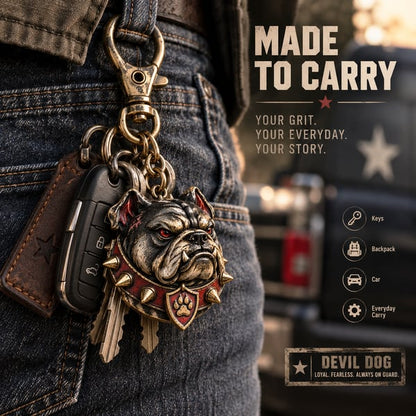 🐶 Devil Dog Guardian Metal Keepsake Keychain