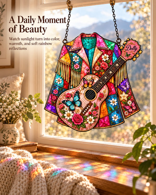 💃 Handmade “Coat of Many Colors” Stained Glass Suncatcher