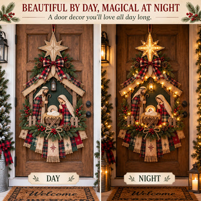 ⏳ Last Day 50% OFF – DIY Lighted Christmas Nativity Scene Door Hanging Kit 🎄