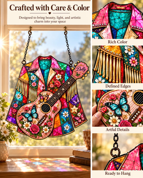 💃 Handmade “Coat of Many Colors” Stained Glass Suncatcher
