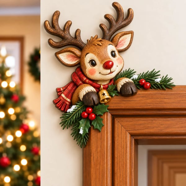 Christmas Peekaboo Door Frame Corner Decor – 3D Holiday Character Decoration