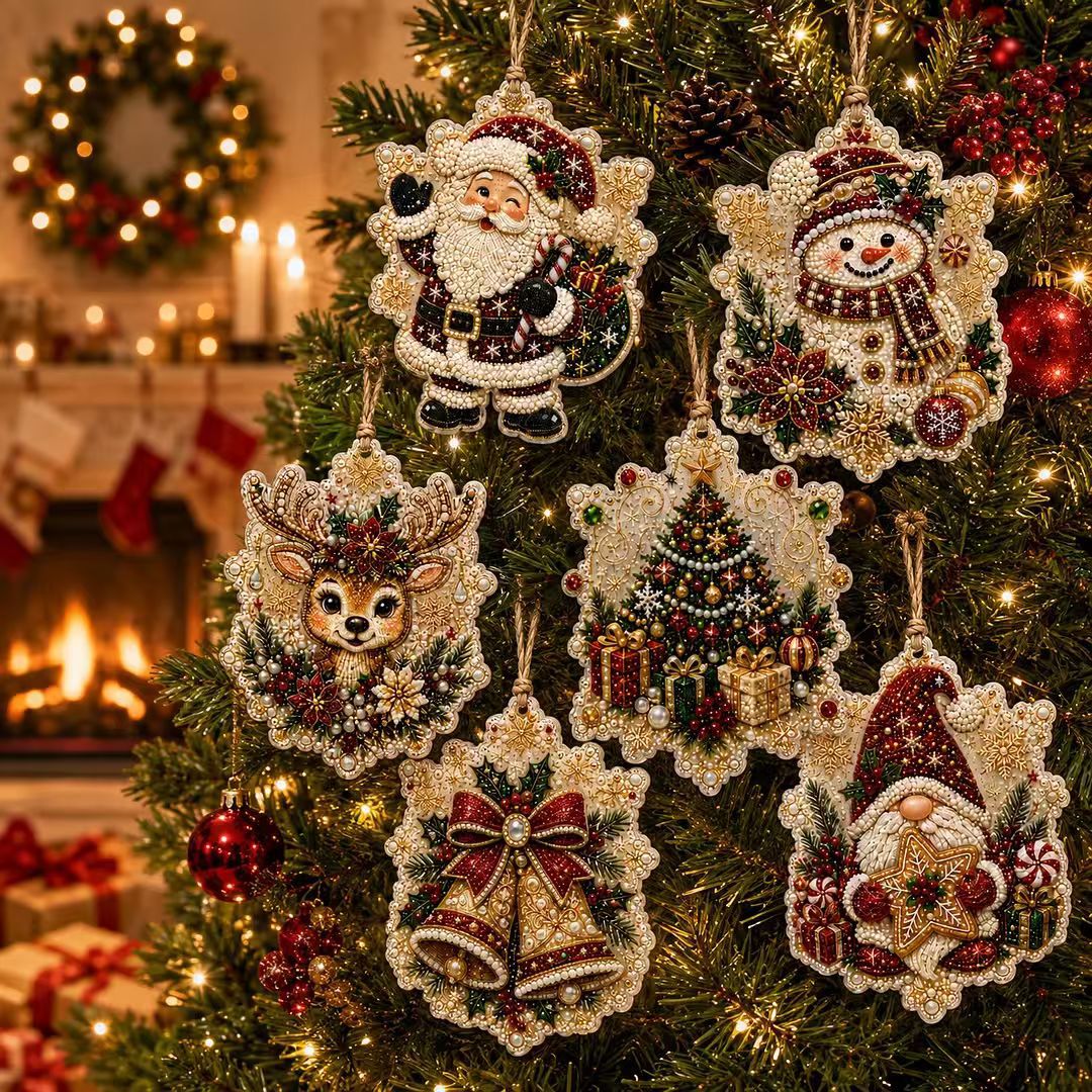 🎄Christmas Pearl Diamond Painting Pendant Kits(6 Pcs)