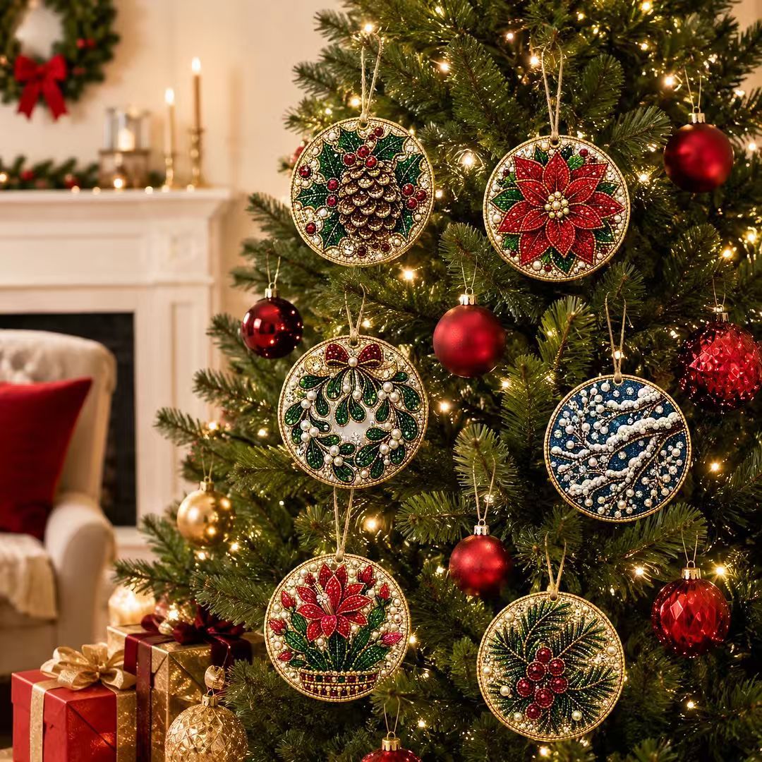 🎄Christmas Pearl Diamond Painting Pendant Kits(6 Pcs)