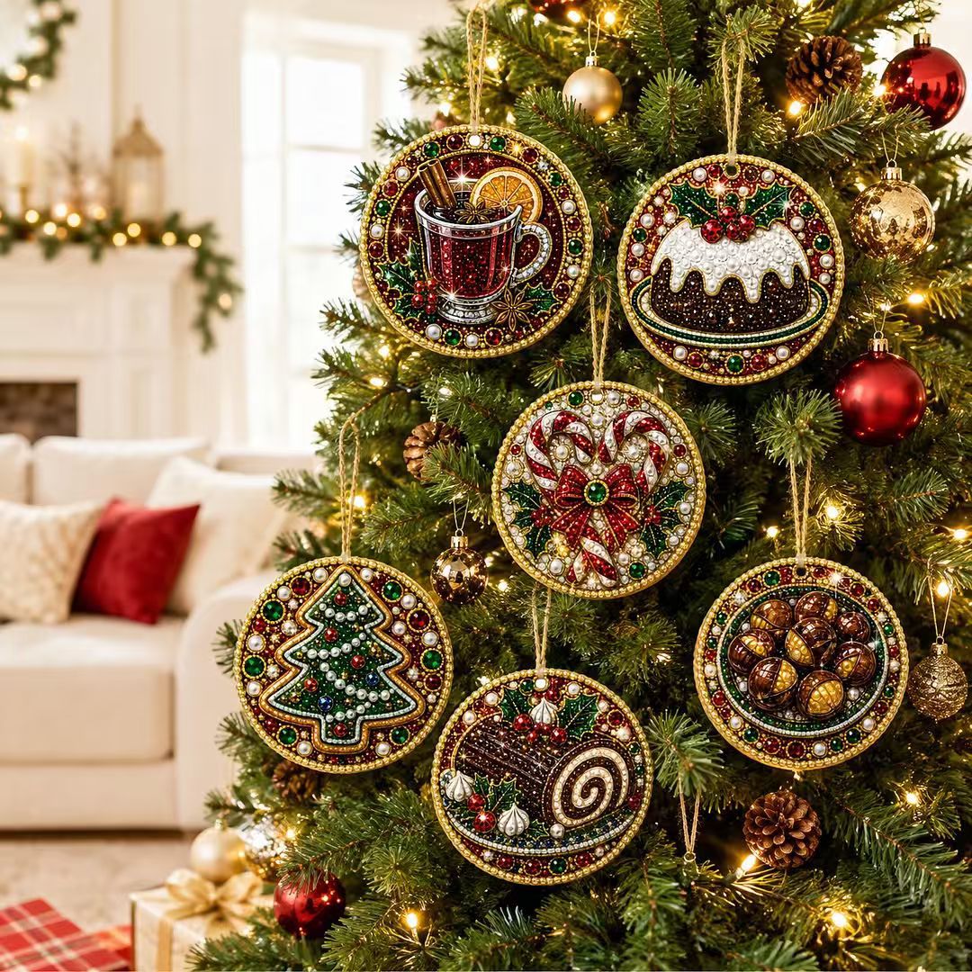 🎄Christmas Pearl Diamond Painting Pendant Kits(6 Pcs)