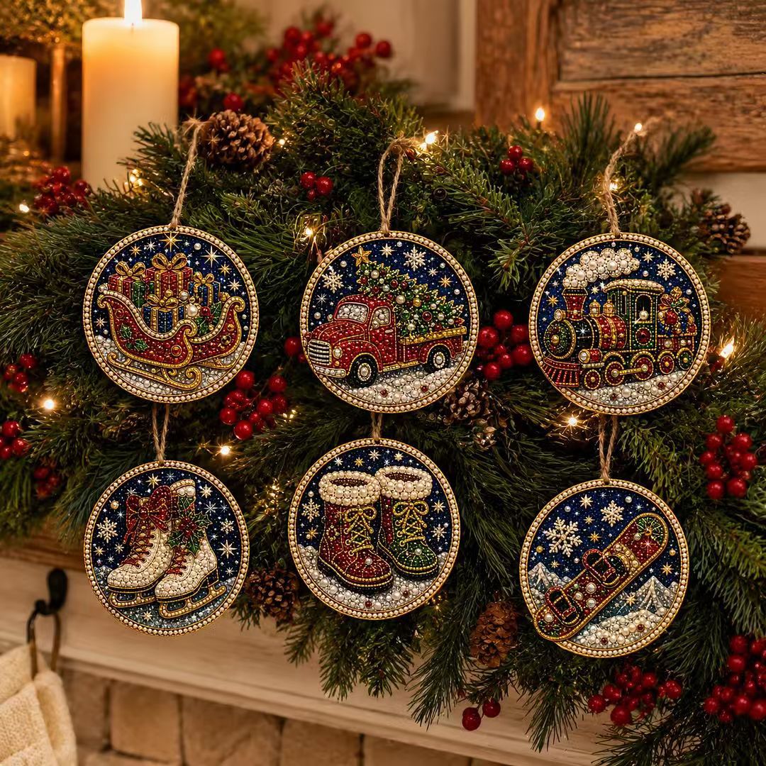 🎄Christmas Pearl Diamond Painting Pendant Kits(6 Pcs)