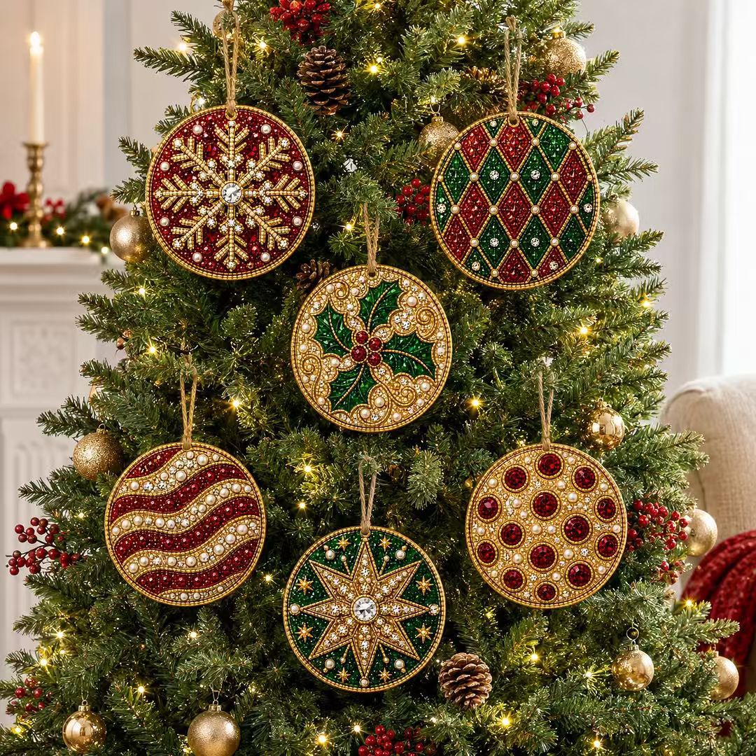 🎄Christmas Pearl Diamond Painting Pendant Kits(6 Pcs)