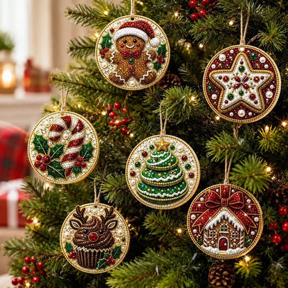 🎄Christmas Pearl Diamond Painting Pendant Kits(6 Pcs)
