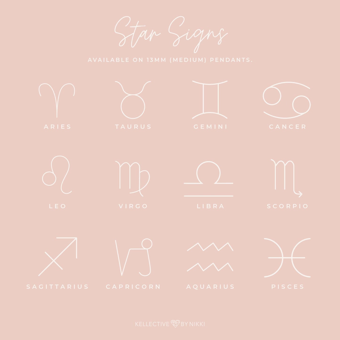 Star Sign Necklace • Medium Double Hole Pendant Necklace