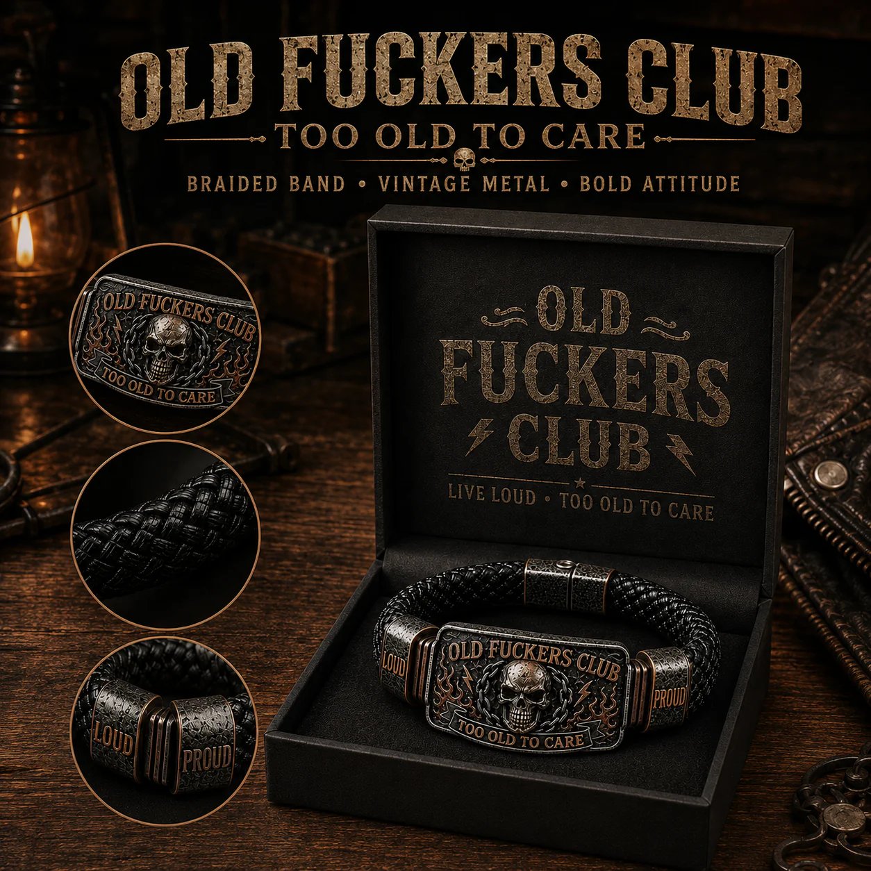 ☠️ Old Fuckers Club & Wild Freedom 🪓 | 2026 Limited Edition Vintage Bracelet - Only 17 Left