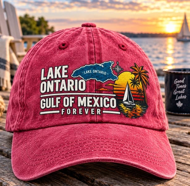 🔥LAST DAY 50% OFF - 🍁🌊Lake Ontario & Gulf Forever Vintage Embroidered Cap (🧢100% Cotton)