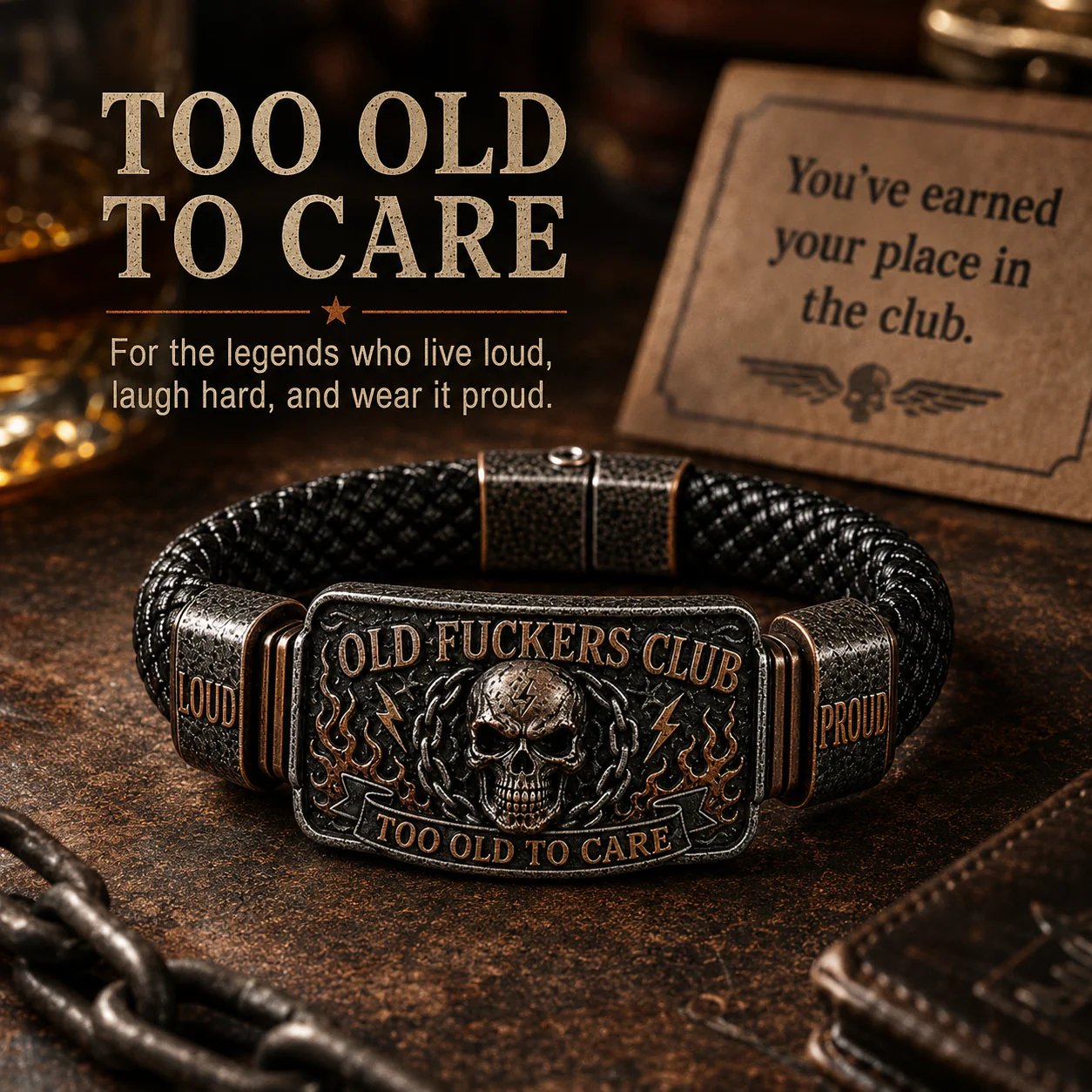 ☠️ Old Fuckers Club & Wild Freedom 🪓 | 2026 Limited Edition Vintage Bracelet - Only 17 Left
