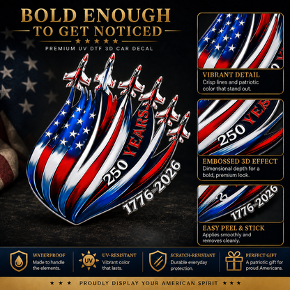 🇺🇸 250th Anniversary Freedom Flight Metal Emblem – 1776–2026 Patriotic Car Badge