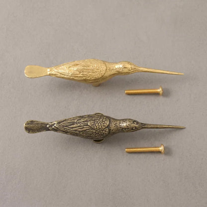 🐦 Handmade Vintage Brass Hummingbird Cabinet Pull - Nature-Inspired Furniture Upgrade