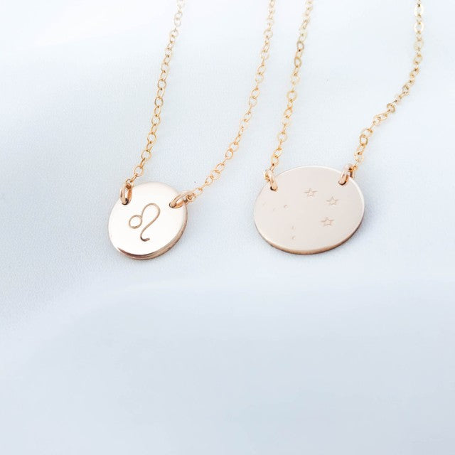 Star Sign Necklace • Medium Double Hole Pendant Necklace