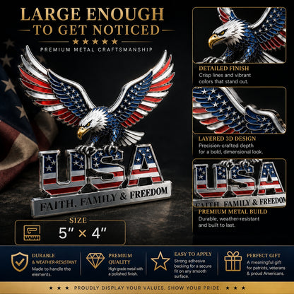 🇺🇸250th Anniversary Sale - ★USA Faith, Family & Freedom★ Metal Emblem